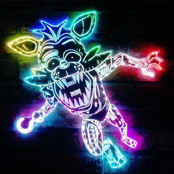 Five Nights at Freddys Foxy 3D Light Wall Sign, Custom Game Room LED Sign, Colors Changing, Birthday Gift, Christmas Gift, FNAF Sign