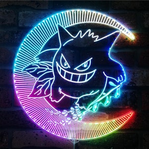 Custom Pokemon Gengar 3D Light Wall Sign, Custom Game Room Anime LED Sign, Colors Changing, Birthday Gift, Christmas Gift