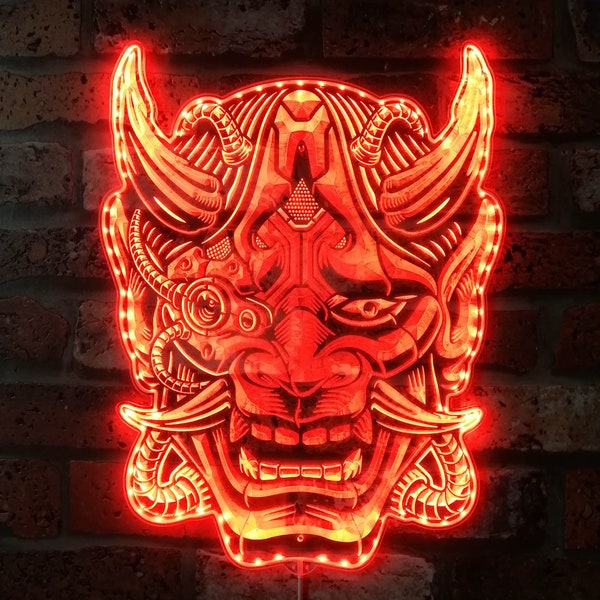 Cyberpunk Samurai Oni 3D Light Wall Sign, Cyberpunk Game Room LED  Sign, Color Changing, Birthday Gift,Christmas Gift,Xmas Gift