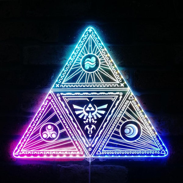 Zelda Triforce 3D Light Wall Sign, Custom Game Room LED Glam Sign, Colors Changing, Birthday Gift, Christmas Gift