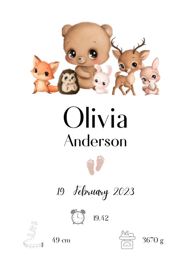 Nursery Wall Art With Baby Birth Stats Custom Baby Name Wall Etsy