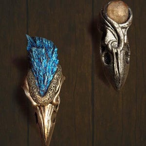 Magical Raven Skull Necklace – Nature-Inspired Pendant with Healing Stone