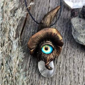 Unique and Characteristic Gemstone Mushroom Pendant