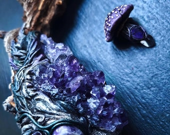 Amethyst Wall Decoration - Deer Antler Crystal Fantasy Wall Art