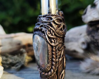 Cannabis Clipper Lighter Case With Labradorite Stone