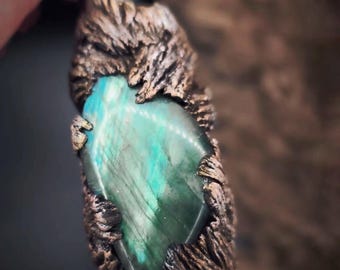 Labradorite and Moonstone Eye Clipper Lighter Case - Stone Texture Polymer Clay Cover