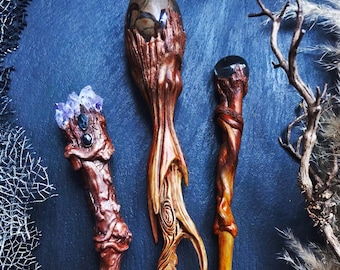 Ritual Wand - Septarian, Amethyst & Quartz - Mystical Altar Tool, Fantasy Magic Wand