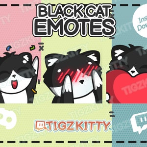 Cute Black Cat Emotes &lt;3 | Twitch - Discord