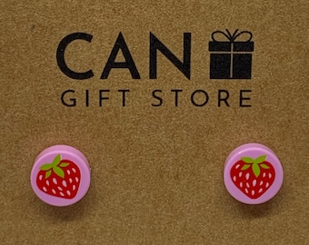 Strawberry Stud Earrings | Brick Earrings | Pink | Birthday Gifts | Funny Earrings