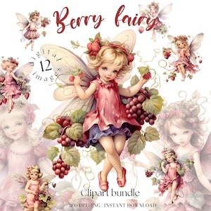 Bundle de cliparts aquarelle de fée de jardin Fée féerique fée de lutin Fée de la forêt Png Journal indésirable Design de chambre d'enfant mignon Jolie fille