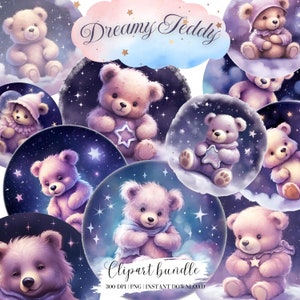Ursinho de pelúcia clipart para quarto de bebê berçário clipart bebê pelúcia crianças quarto cores pastel download digital adesivos digitais fofo bebê urso