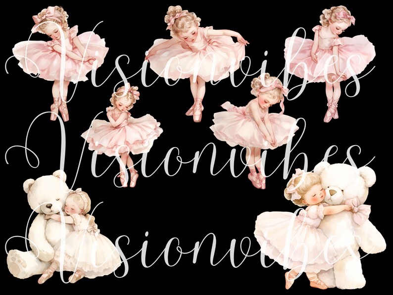Ballerina Clipart Bundle Watercolor Ballerina Digital Image Little ...