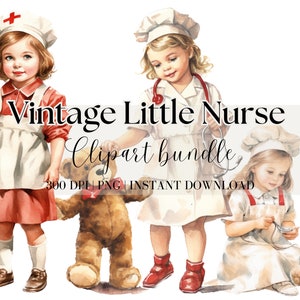 Vintage Krankenschwester Clipart Bundle Aquarell Vintage Mädchen Png Ai Art Digital Download Clipart Kinderzimmer Clipart Retro Mädchen Clipart Junk Journal