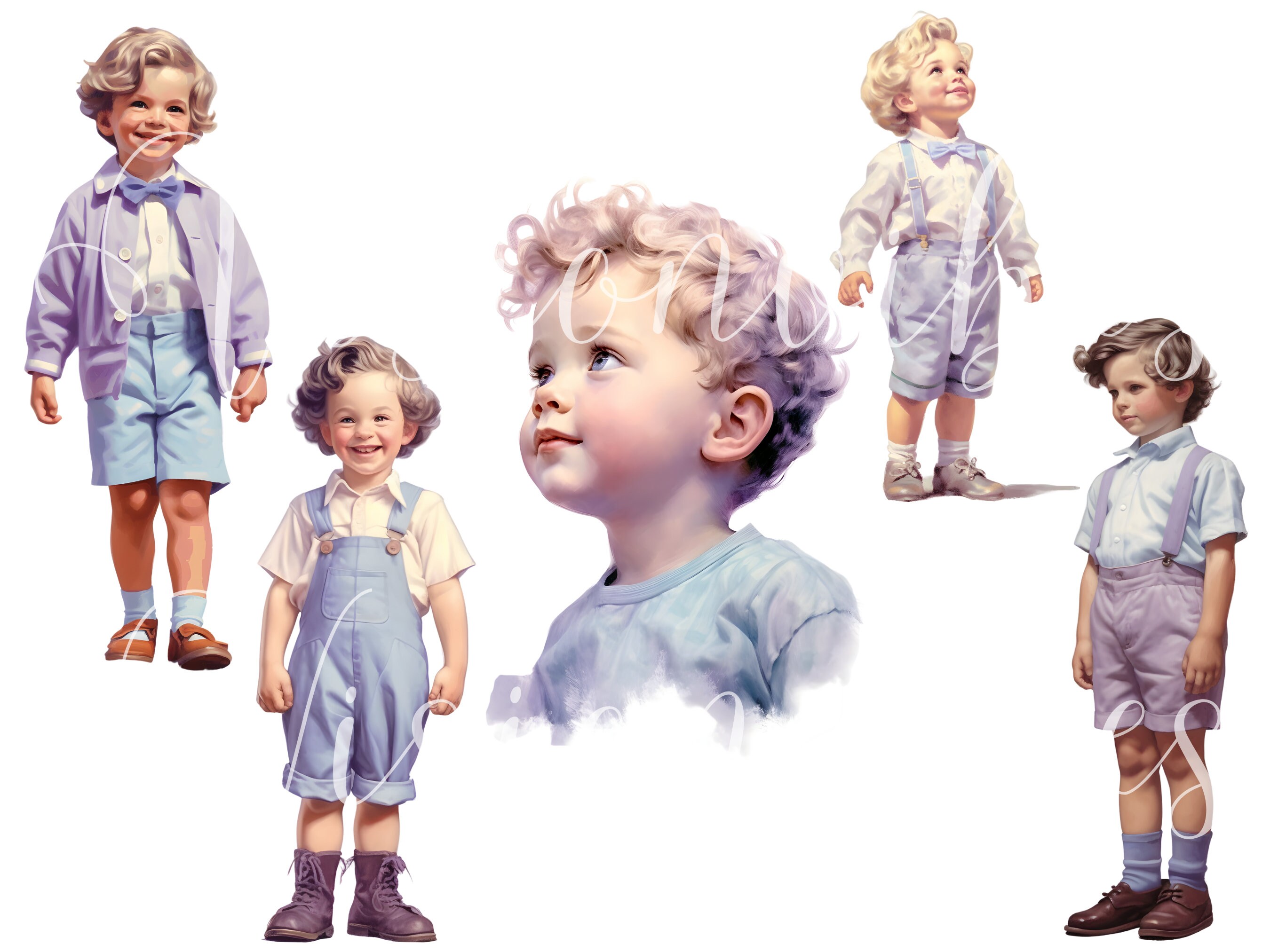 Cute Boy Clipart Bundle Vintage Boy Png Clipart Kids Nursery ...