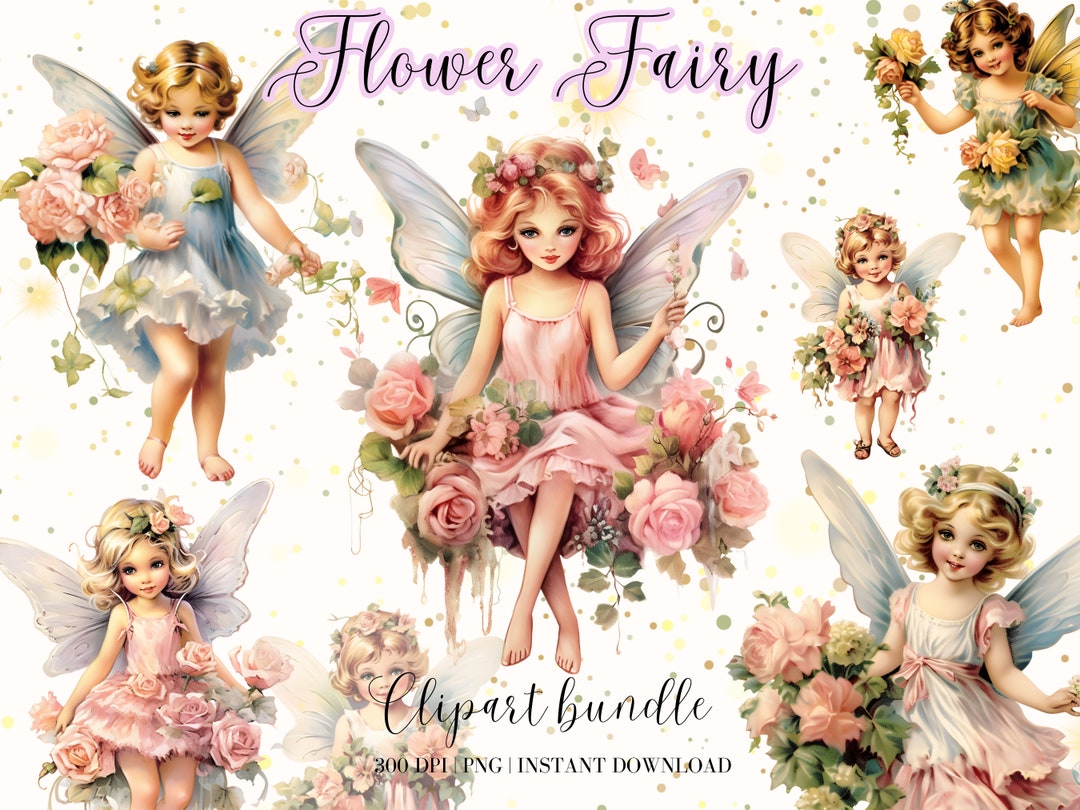 Flower Fairy Clipart Watercolor Clipart Bundle Garden Fairy Magic Fairy ...