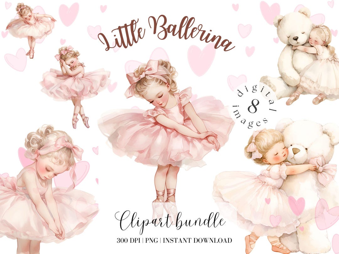 Ballerina Clipart Bundle Watercolor Ballerina Digital Image Little ...