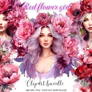 Flower Fairy Clipart Watercolor Clipart Bundle Floral Dreamy Girl Png Junk Journal Cute Nursery Design Cute Girl Image Watercolor Girl Png
