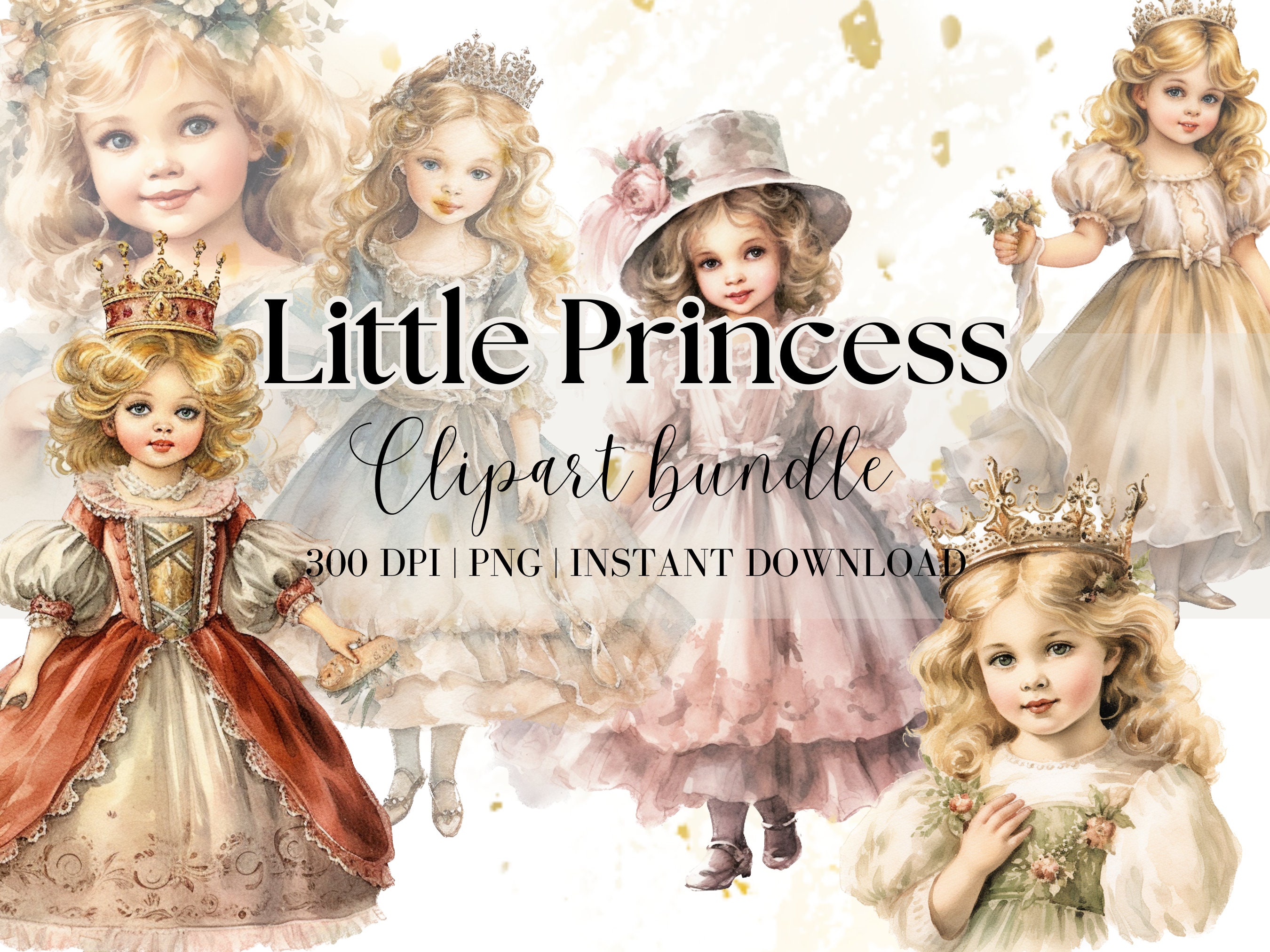 Little Princess Clipart Bundle Vintage Girl Clipart Princess Png Cute ...