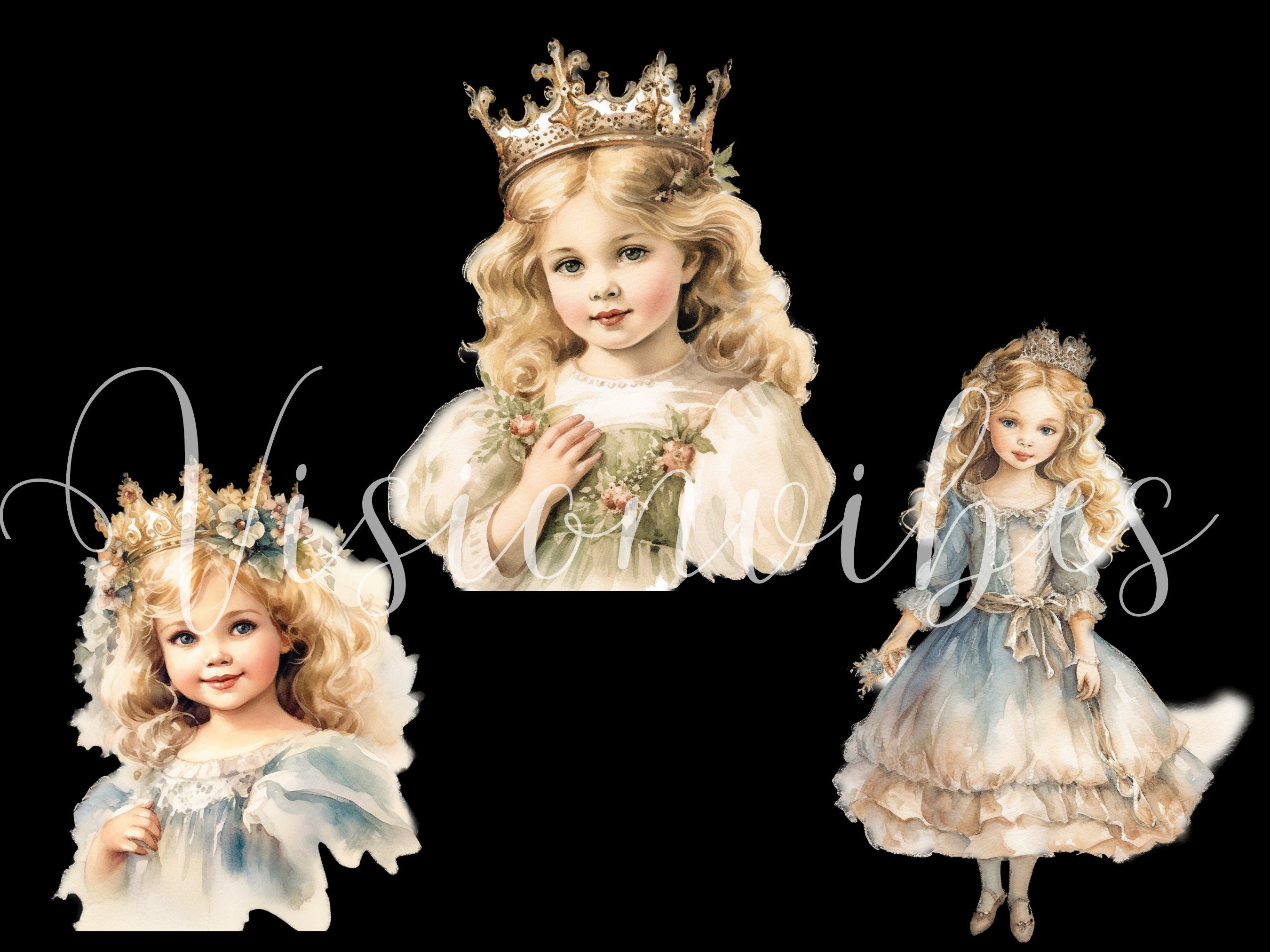Little Princess Clipart Bundle Vintage Girl Clipart Princess Png Cute ...