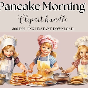Panqueca Clipart Pacote Café Da Manhã Aquarela Clipart Cozinha Clipart Cozinha Clipart Vintage Menina Clipart Retro Menina Png Pequeno Chefe Clipart