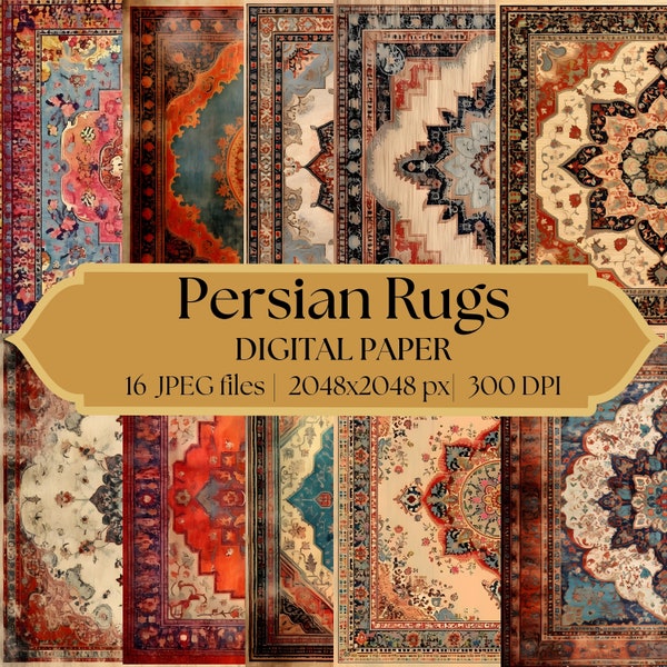 Printable Persian Rug Digital Paper, Carpet Digital Paper, Ornament Background, Parsian Carpet Backdrop, Download Junk Journal, Scrapbooking