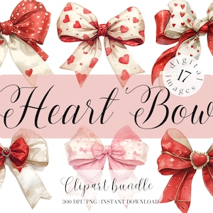 Ribbon Bow Rotes Herz Clipart Bundle Cute Ribbon Bow Aquarell Png Aquarell Clipart für Sublimation Ephemera Clipart Red Ribbon Bow Pink