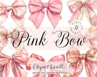 Ribbon Bow Pink Clipart Bundle Watercolor Ribbon Bow Watercolor Png Watercolor Clipart for Sublimation Ephemera Clipart Red Ribbon Bow Pink