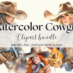 Aquarell Cowgirl Clipart Bundle Western Girl PNG Digitales Bild Western Clipart Bundle Menschen Clipart Aquarell Western Clipart Bundle PNG
