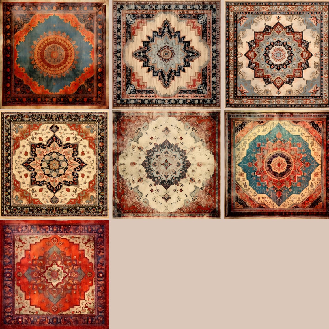 Printable Persian Rug Digital Paper, Carpet Digital Paper, Ornament ...