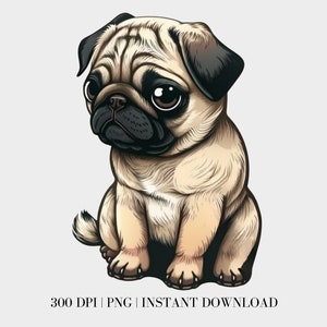 Pug Design Png Pug Printable Stickers Png Dog Png Sticker Digital Download Dog Sticker Pug Digital Sticker Dog Png Pugs Sticker Cute Pug Png