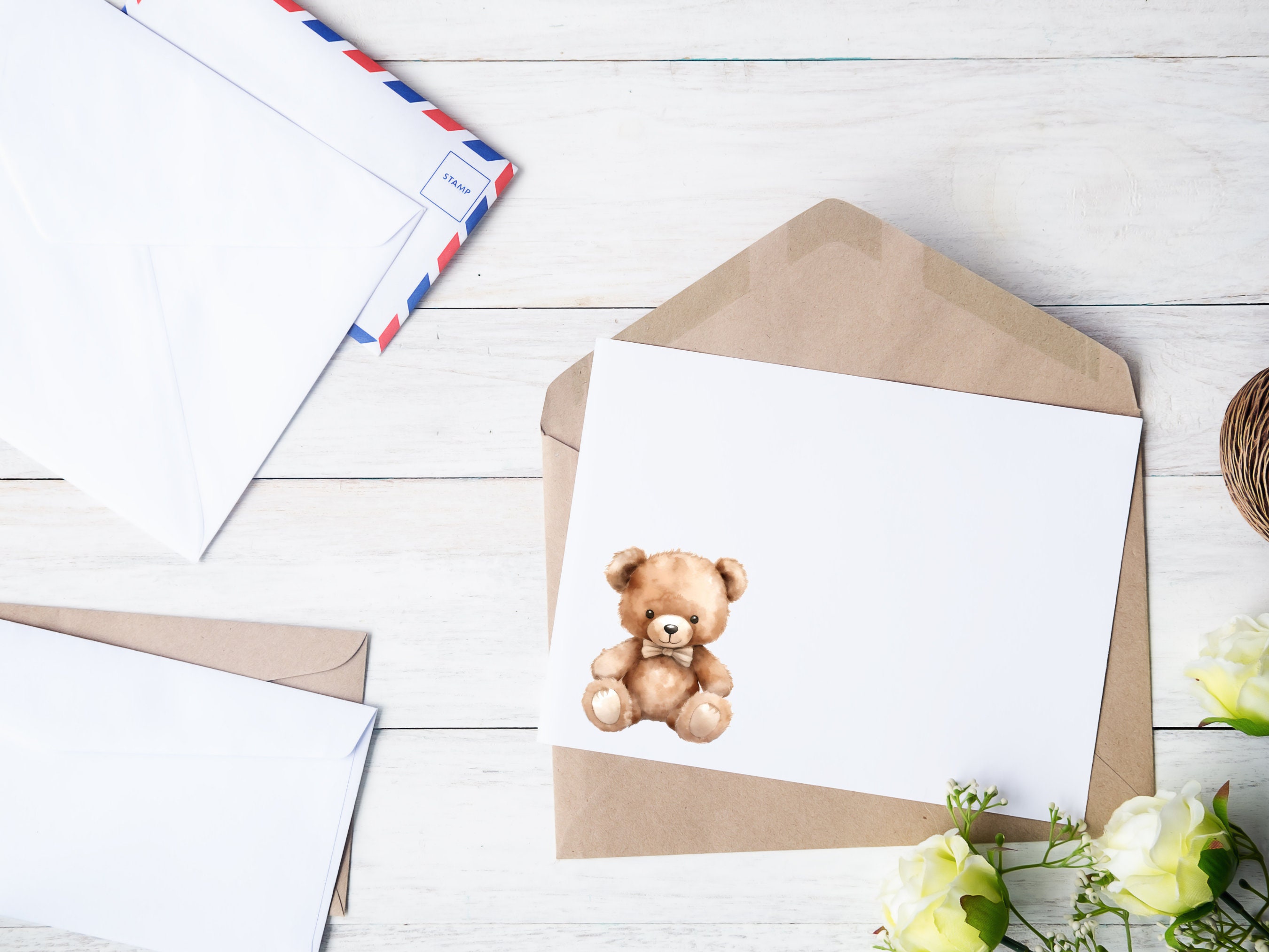 Teddy Bear Clipart Bundle Watercolor Nursery Clipart Watercolor Teddy ...