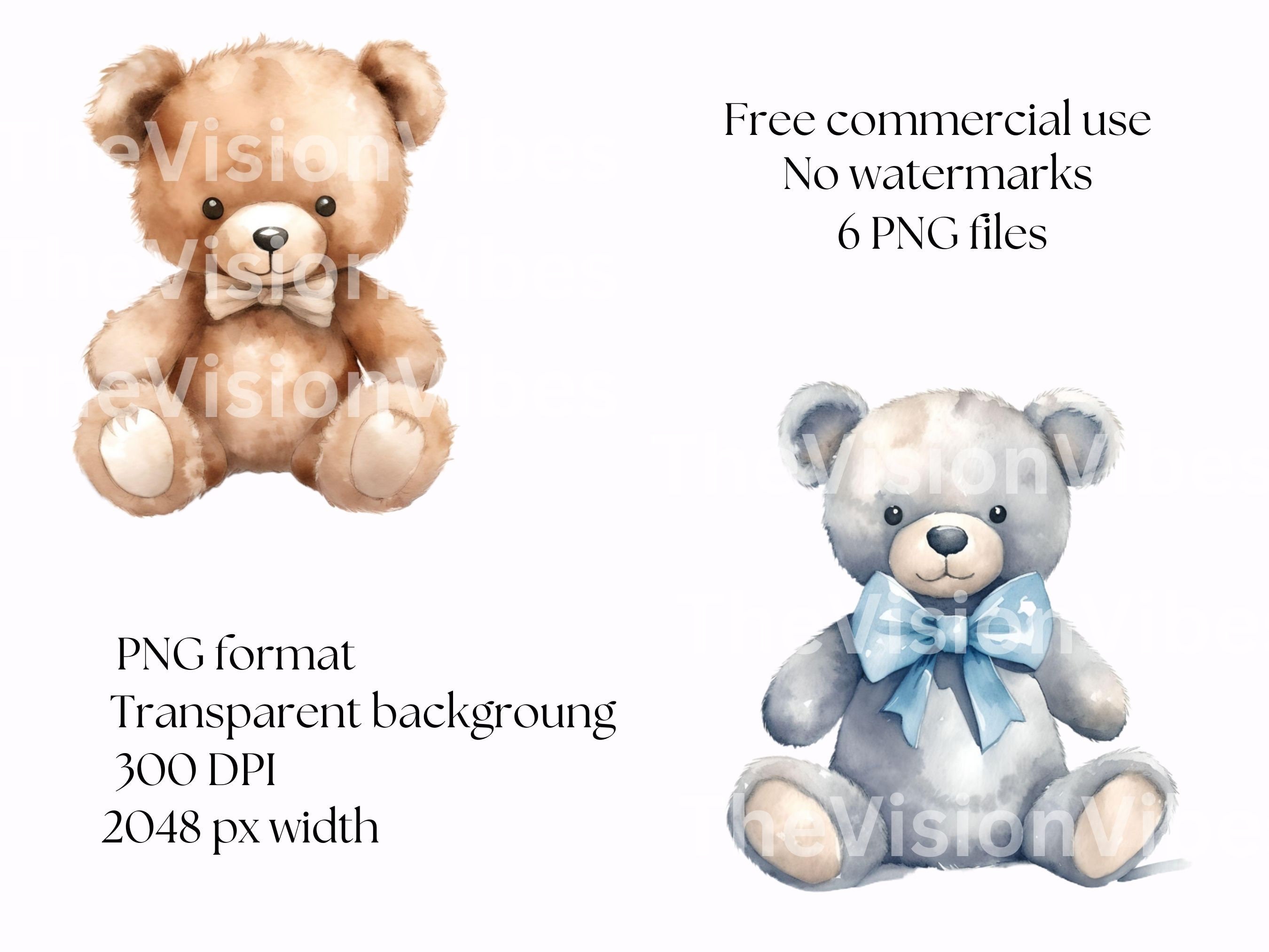 Teddy Bear Clipart Bundle Watercolor Nursery Clipart Watercolor Teddy ...