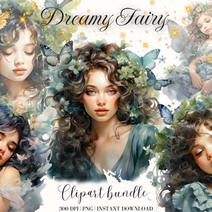 Flower Fairy Clipart Watercolor Clipart Bundle Floral Dreamy Girl Png Junk Journal Cute Nursery Design Cute Girl Image Watercolor Girl Png