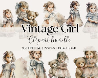 Vintage Girl Clipart Bundle | Vintage girl Digital Image | Junk Journal | Paper Crafts | Sublimation Art | Vintage Clipart