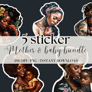 Digitale moeder- en babystickers | Afdrukbare stickers |  Moederdag, png-bestand | Digitale stickers | PNG-bestand | Sticker-png-bestand | Sublimatieontwerp