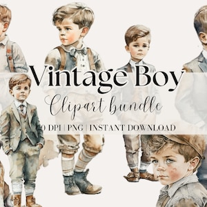 Vintage Boy Clipart Bundle | Vintage Boy Digital Image | Junk Journal | Paper Crafts | Sublimation Art | Vintage Clipart