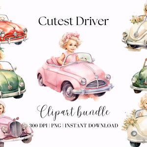 Digitaal bestand voor sublimatie schattig meisje clipart bundel retro png kind in auto digitale download kwekerij clip art junk Journal commercieel gratis