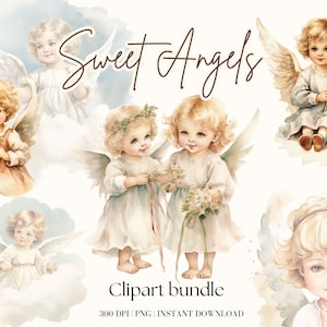 Watercolor Angels Clipart Bundle Christian Clipart Christmas Angels Clip Art Angel Png Angel Image Digital Download Cute Watercolor Angels
