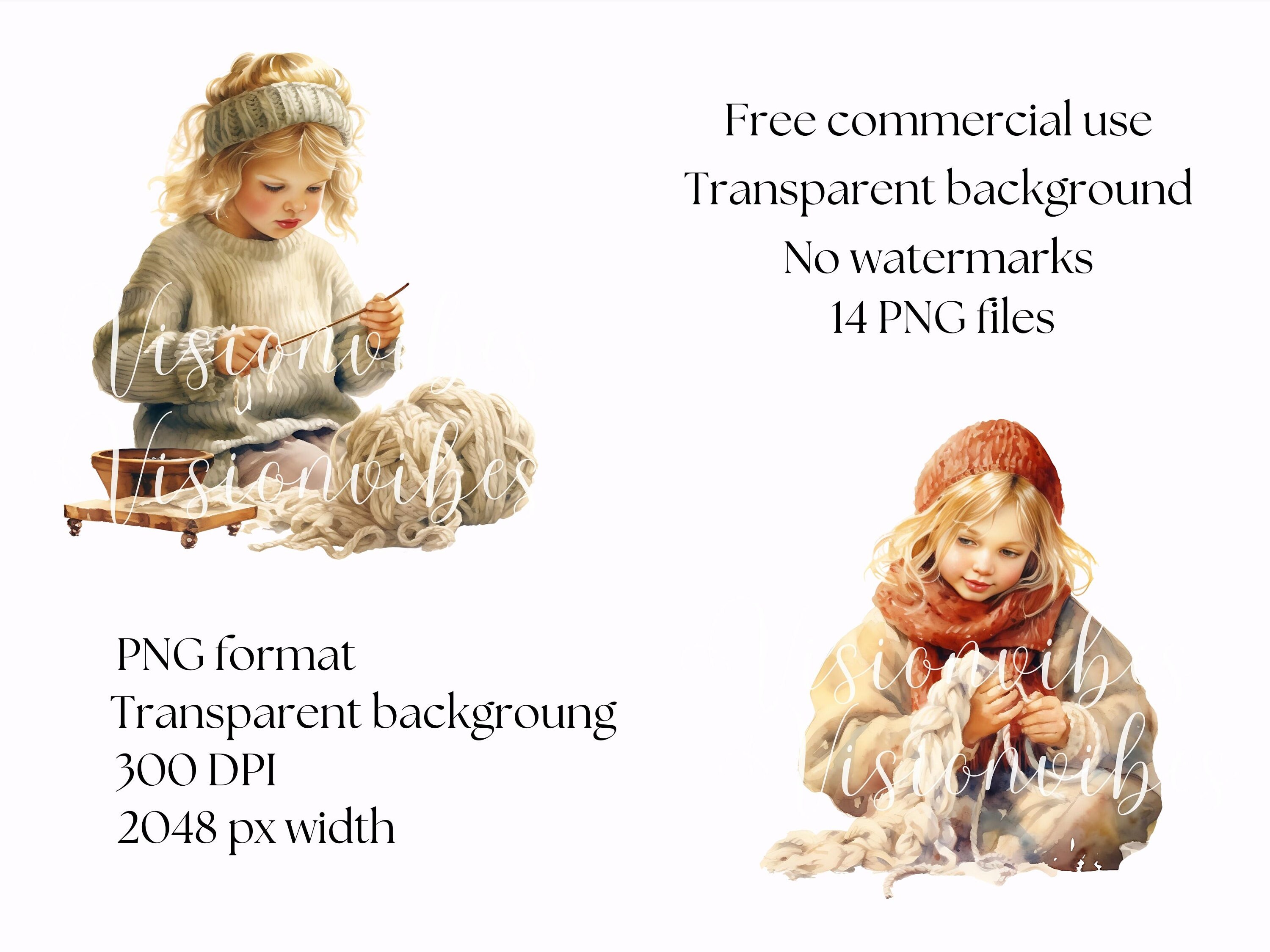 Christmas Clipart Bundle Watercolor Winter Girl Clipart Vintage ...