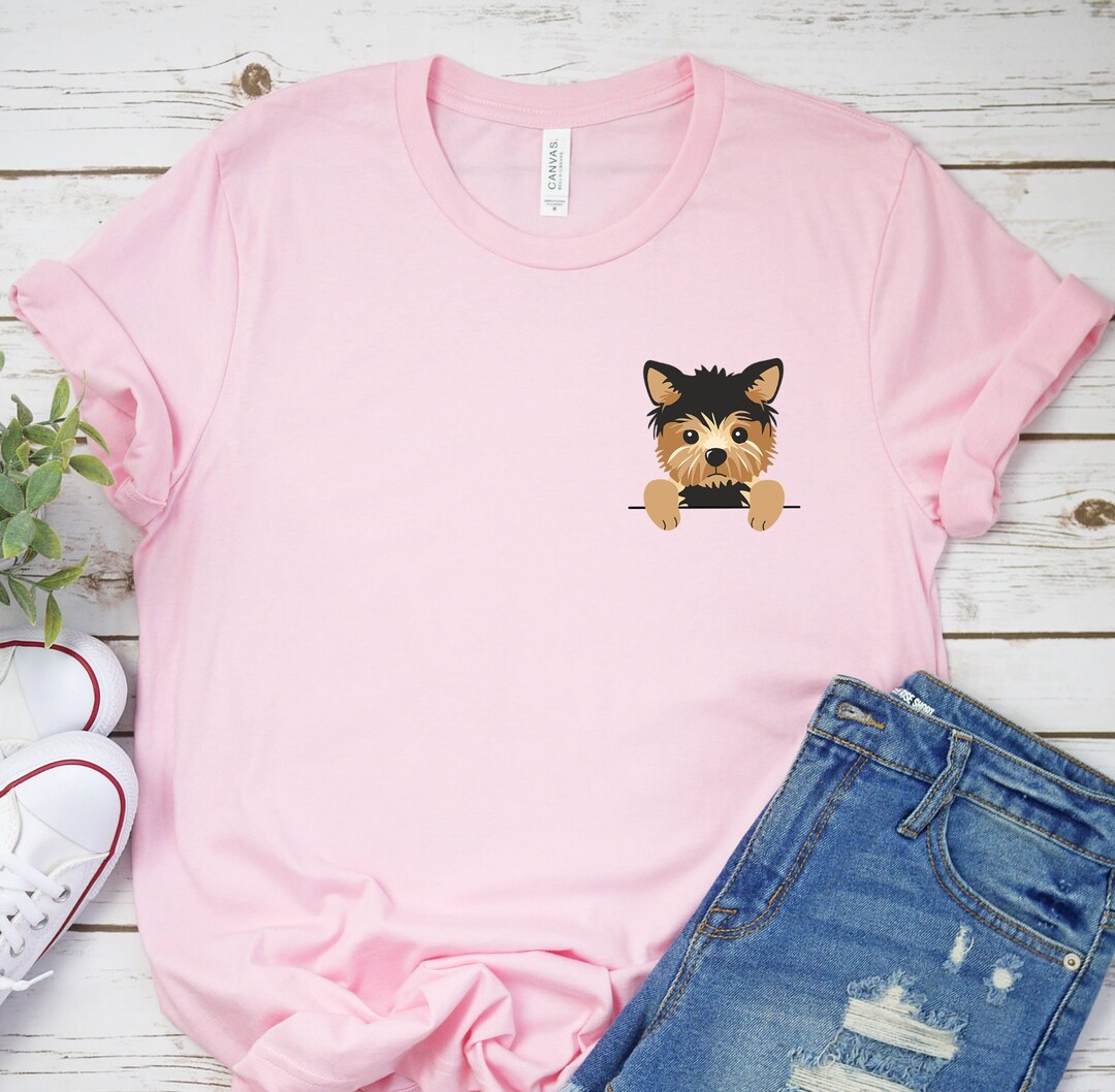 Yorkie T Shirt, Yorkie Pet in Pocket Shirt, Yorkies Shirts, Dog Lover