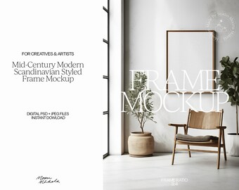 Digital Mockup Frame | Mid-Century Modern | Boho | Scandinavian | Photoshop PSD Mockup | Minimalist | 3:4