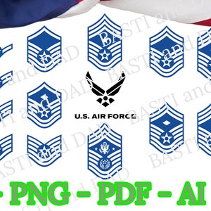 US Air Force Enlisted Ranks svg, png, ai and jpeg, digital download, NCO ranks, USAF enlisted ranks