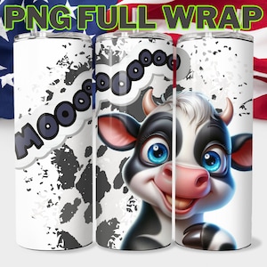 Cute Moo Cow Tumbler Wrap, 20oz Skinny Sublimation Tumbler Design, Digital download, Popular Cow Design PNG Tumbler Animal Tumbler Farm Wrap