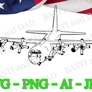 Lockheed AC-130 Gunship Silhouette svg, Vector PNG, Flying Tank, C-130 Hercules transport png, Military Aircraft ai and jpg