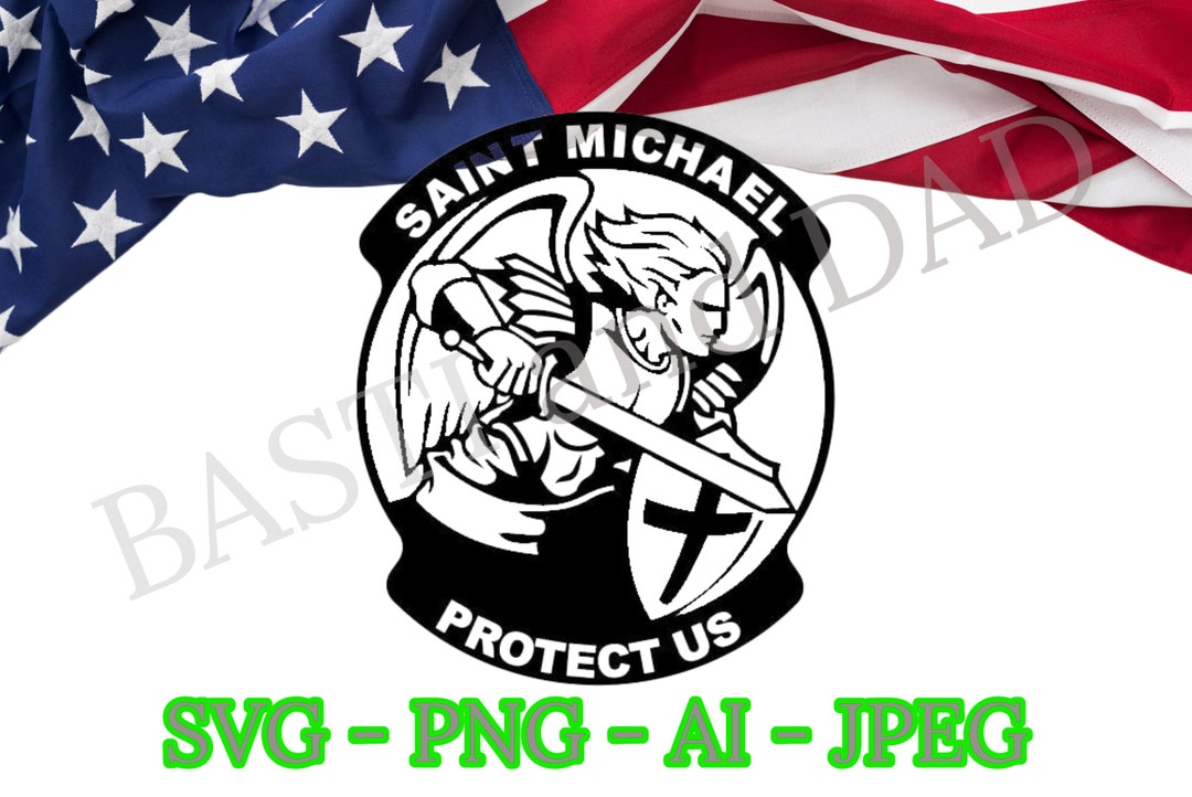 St. Michael Protect Us SVG, PNG, Ai and Jpeg, Police Protector, Blue
