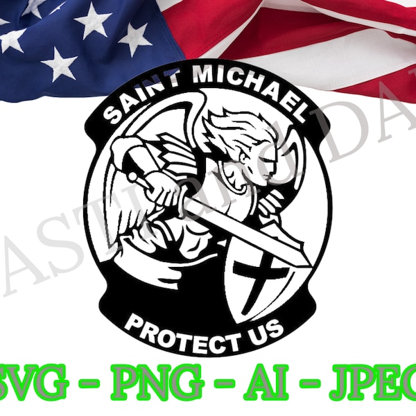 St. Michael Protect Us SVG, PNG, ai and jpeg, Police Protector, Blue Line Angle