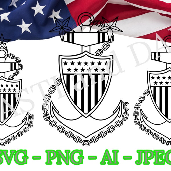 US Coast Guard Chief Anchor logo svg, Semper Paratus SVG, Senior Chief USCG png, Master Chief Coastie ai and jpeg