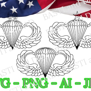 US Army Airborne Jump Wings SVG, PNG, ai and jpeg, Senior Jump wings, Master Jump Wings, Special Forces, Airborne Ranger, Parachutist Badge