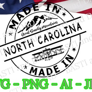 Made in North Carolina Svg, North Carolina Svg, United States Png, US State Svg, North Carolina Stamp png, Made in Jpg, Silhouette Vector,