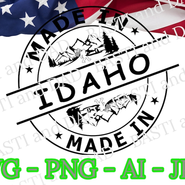 Fabriqué en Idaho Svg, Idaho Svg, États-Unis Png, US State Svg, Idaho Stamp png, Made in Jpg, Silhouette Vector, Cut File Design